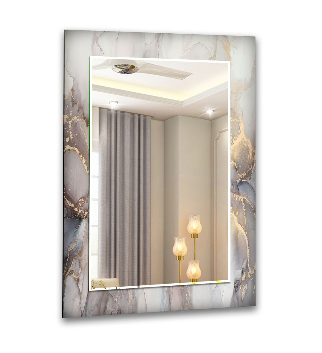 Silver & Gold Marble Wall Mirror Dining Room Mirror
