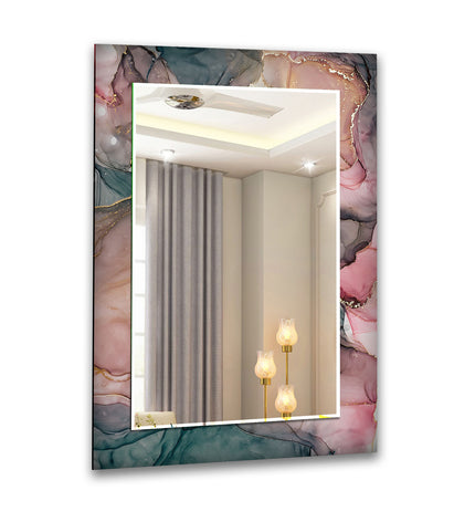 Abstract Tempered Glass Wall Mirror