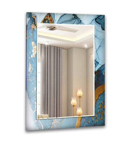 Abstract Tempered Glass Wall Mirror