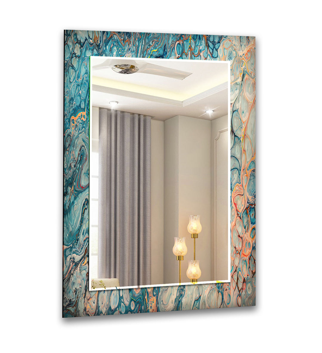 Blue Marbling Pattern Wall Mirror wall decorative mirror
