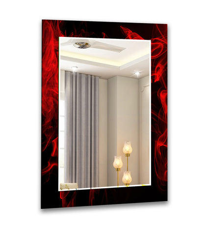 Abstract Tempered Glass Wall Mirror