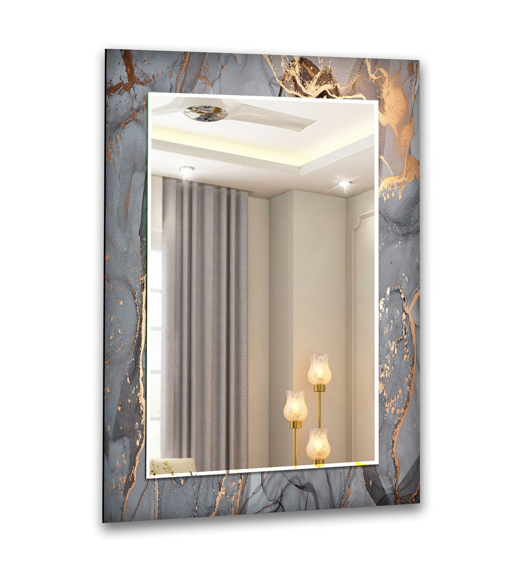 Bronze & Grey Marble Wall Mirror Square Mirror
