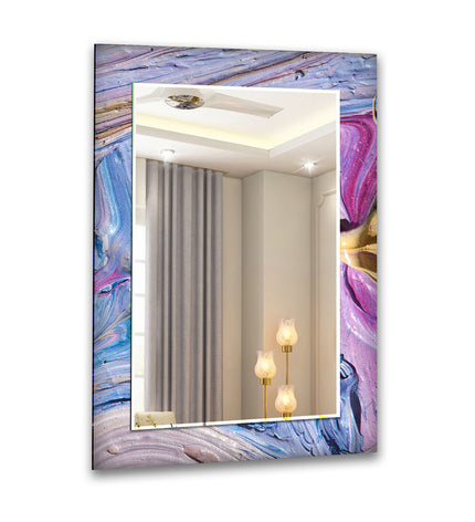 Abstract Tempered Glass Wall Mirror