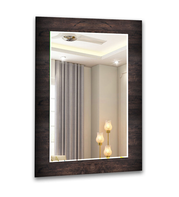 Dark Brown Wooden Pattern Design Wall Mirror Gold Wall Mirror
