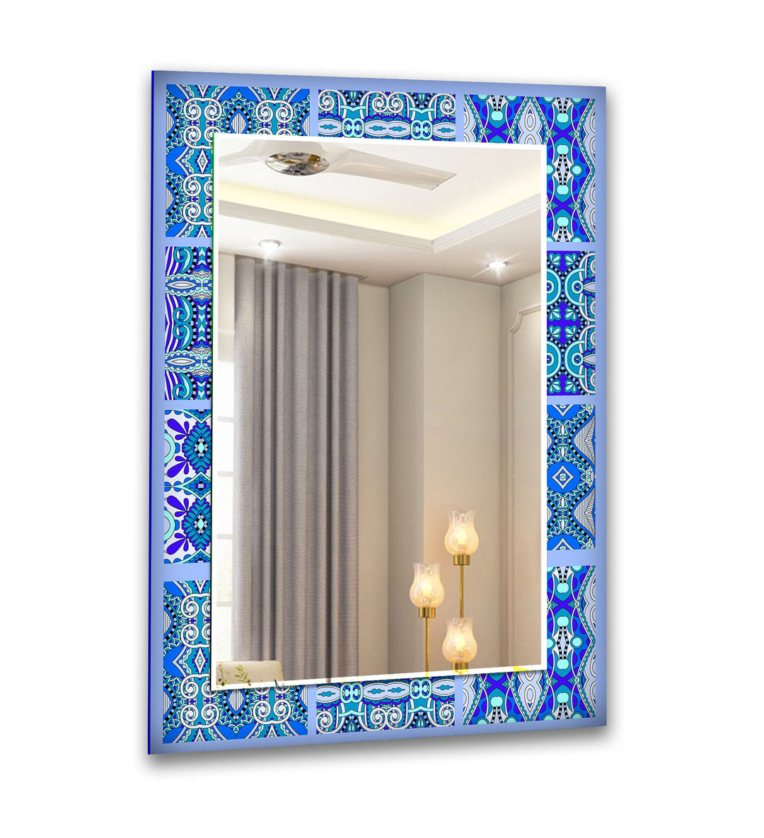 Ethnic Blue Mosaic Design Wall Mirror Modern Wall Mirror
