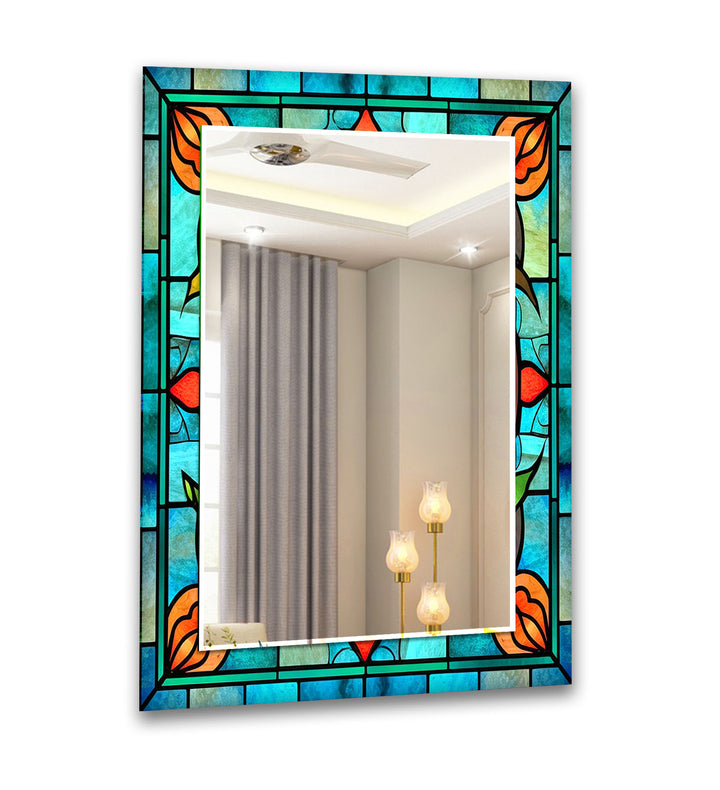 Green and Blue Stained Wall Mirrors large mirror
