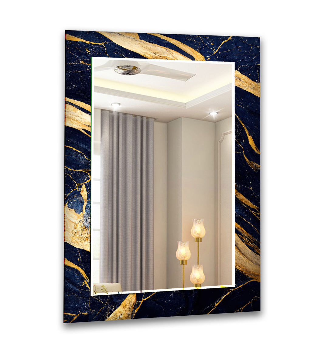 Blue & Gold Abstract Wall Mirrors Bathroom Mirrors
