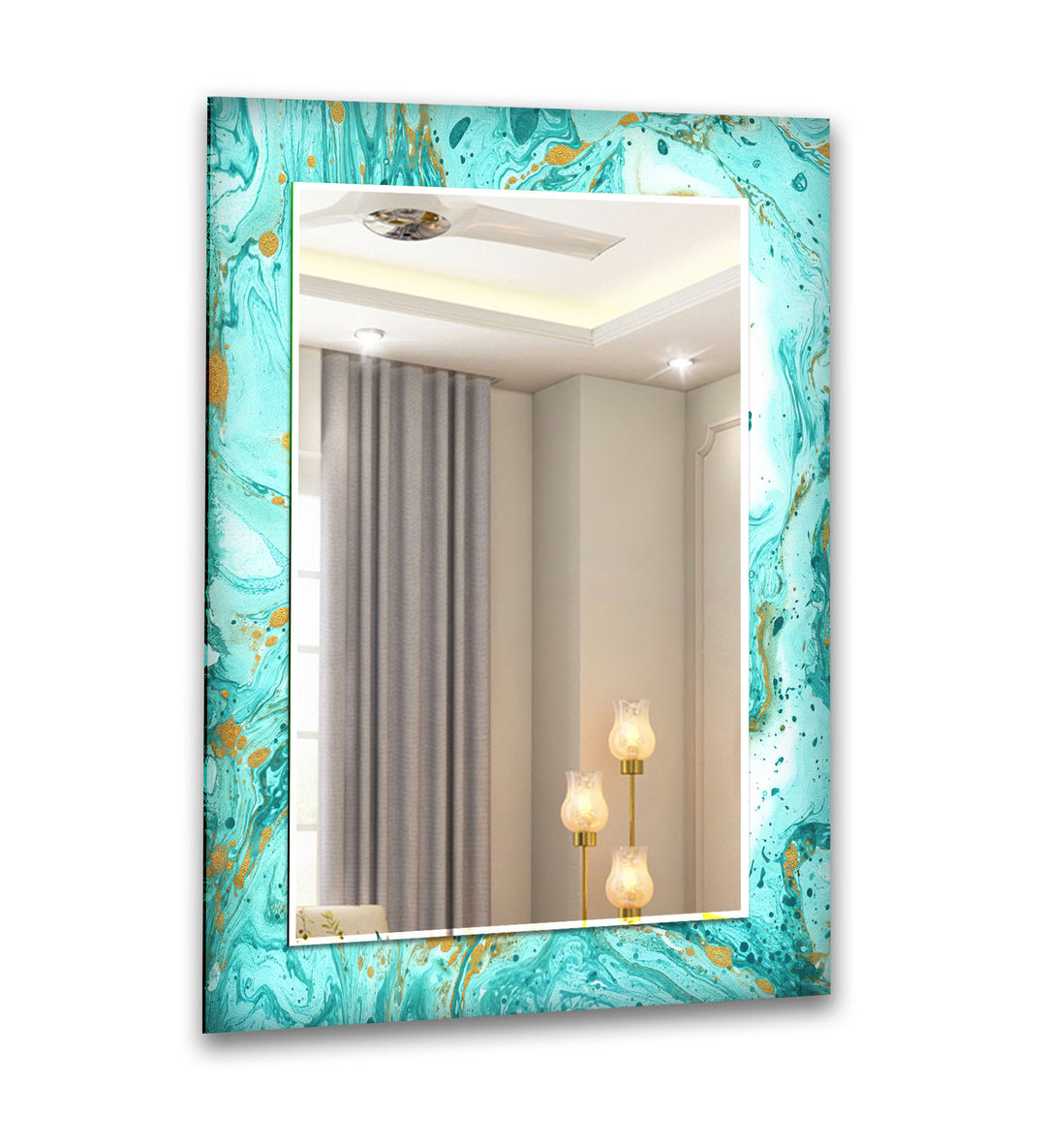 Turquoise Marble Wall Mirror Long Wall Mirror
