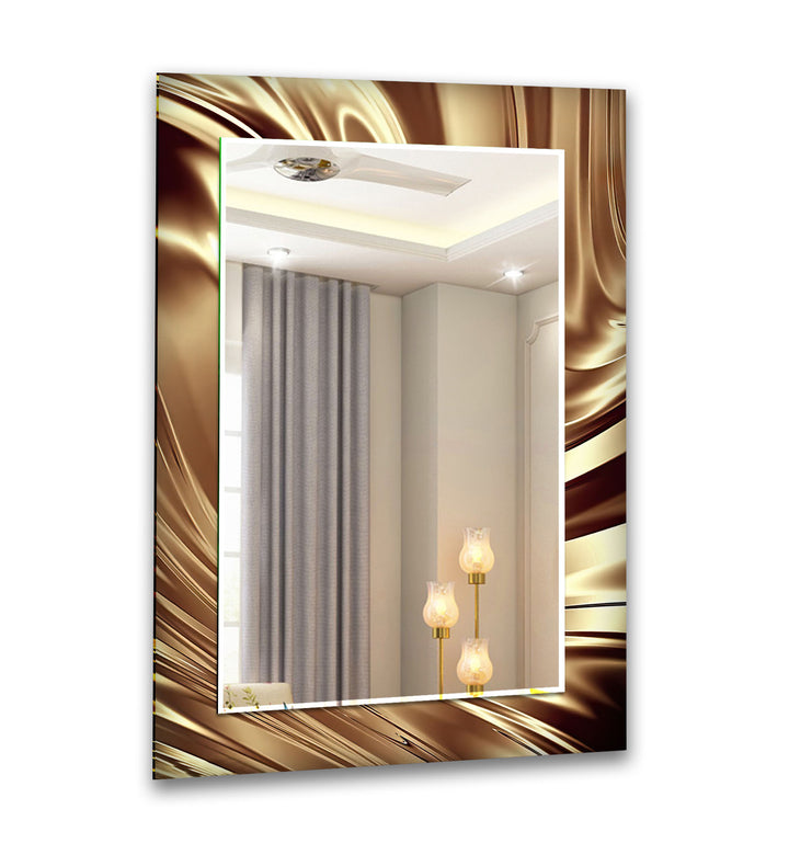 Abstract Shiny Brown Wall Mirror Small Mirror
