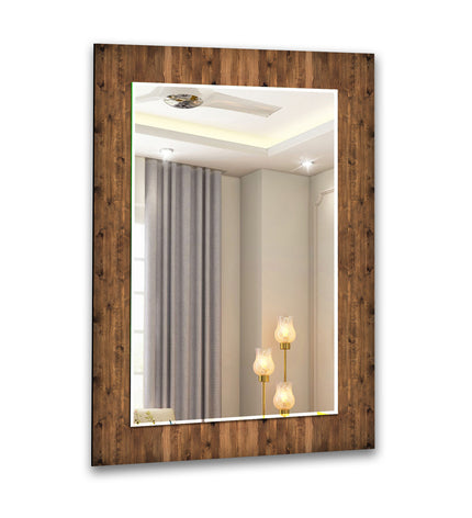 Wood Pattern Tempered Glass Wall Mirror