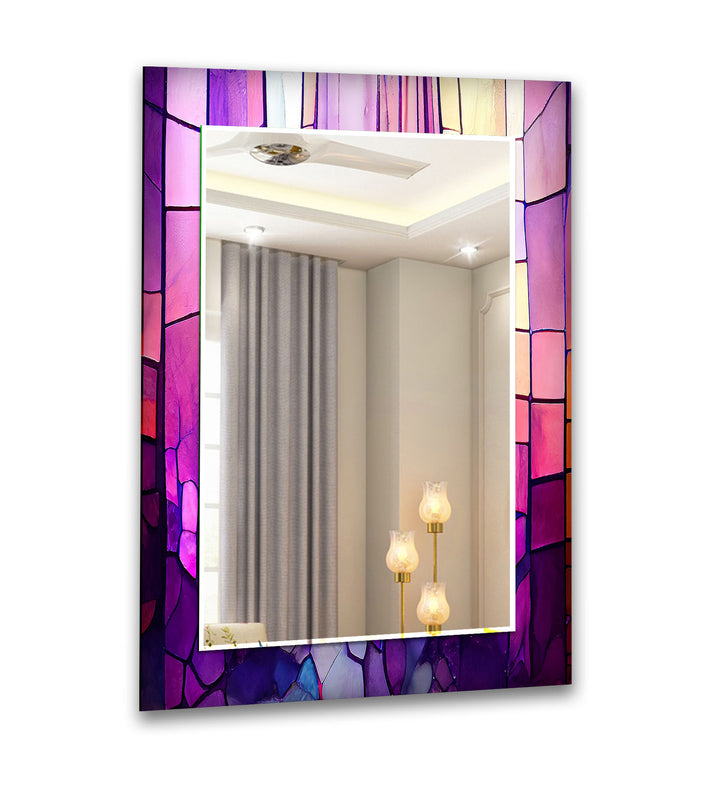 Stained Purple Wall Mirrors Round Wall Mirror
