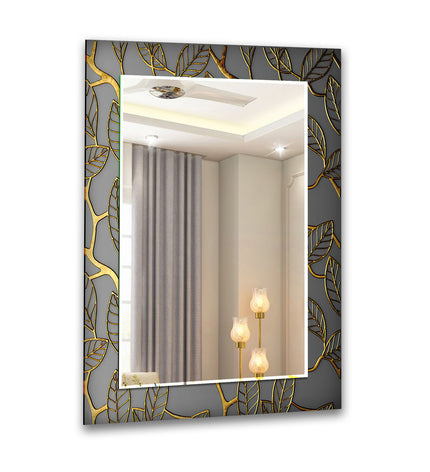 Gold Abstract Tempered Glass Wall Mirror