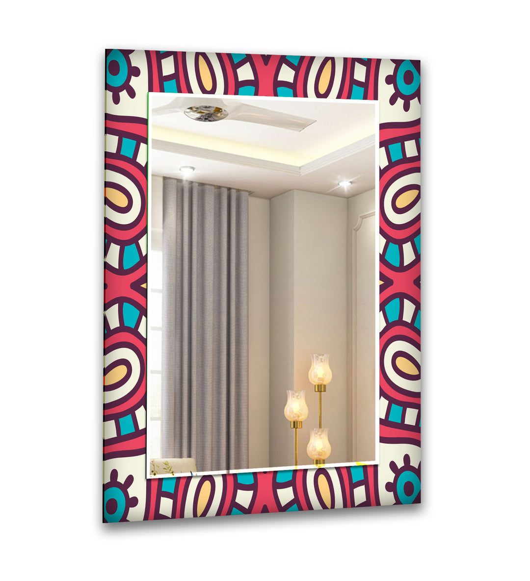 Pink Mandala Design Abstract Wall Mirror Mosaic Mirror 
