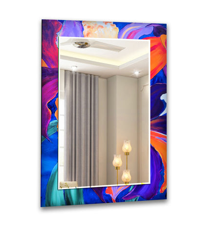 Abstract Tempered Glass Wall Mirror