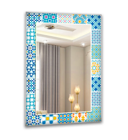 Mosaic Blue White Wall Mirror Mosaic Mirror
