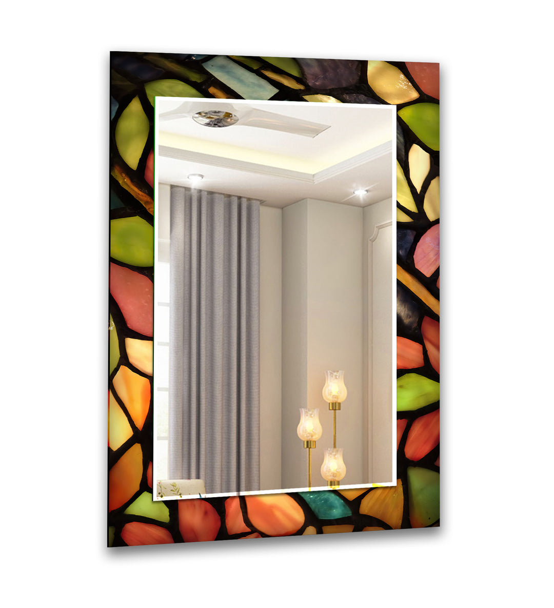 Green & Orange Leaves Wall Mirror modern mirror
