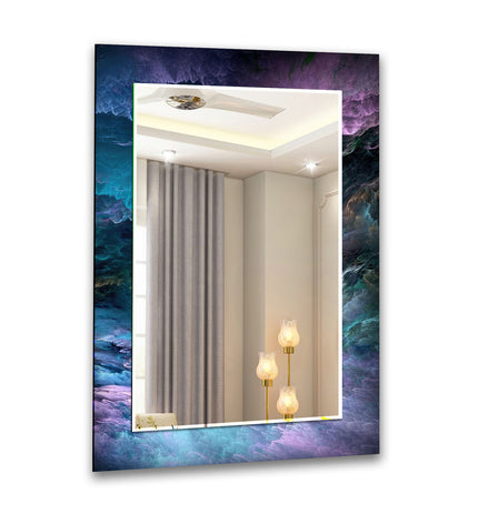 Abstract Tempered Glass Wall Mirror