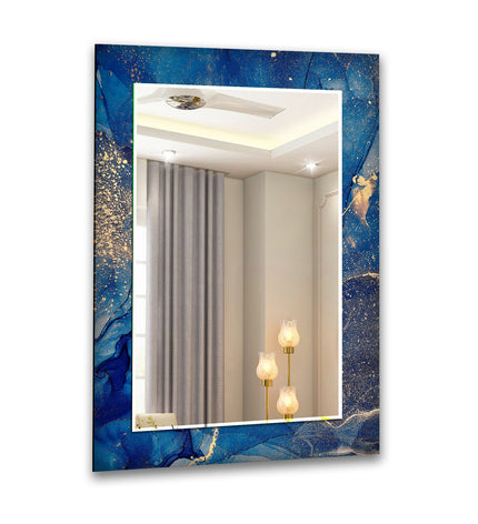 Abstract Tempered Glass Wall Mirror