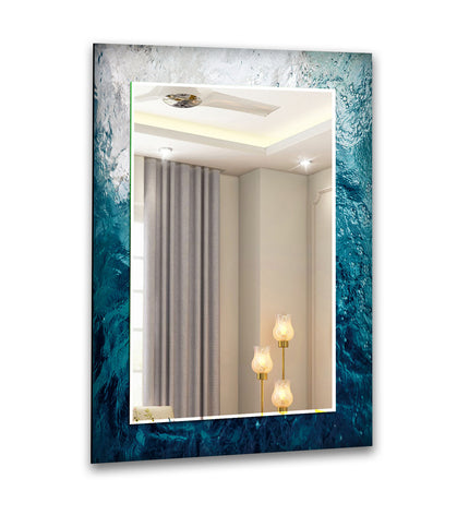 Abstract Tempered Glass Wall Mirror