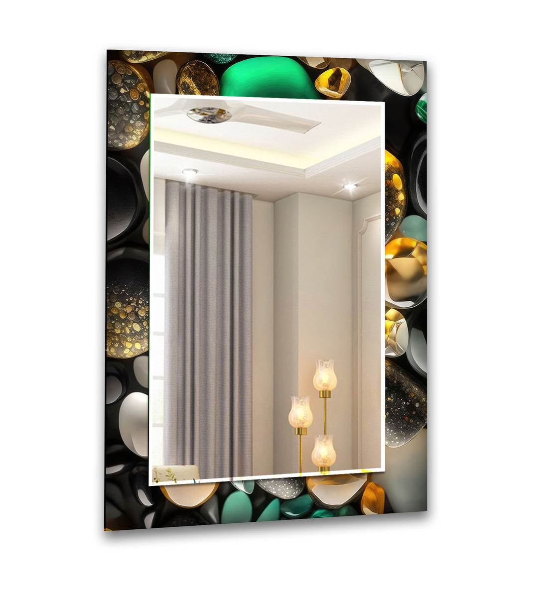 Shiny Zen Spa Stones Wall Mirror mirrors in black
