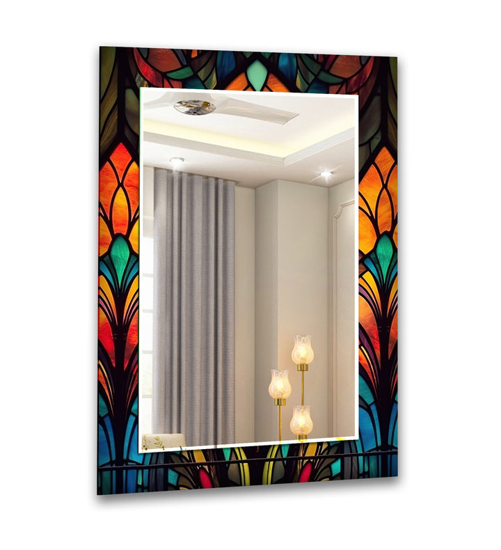 Stained Orange Design Wall Mirror Gold Wall Mirror
