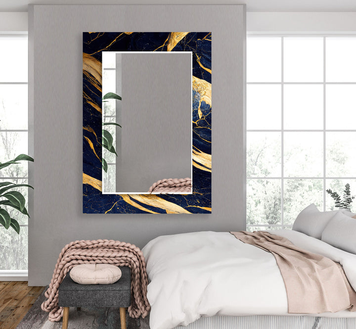 Blue & Gold Abstract Wall Mirrors Gold Wall Mirror
