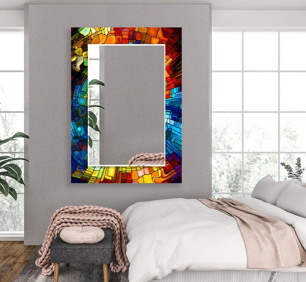 Colorful Mosaic Stones Wall Mirror huge wall mirror
