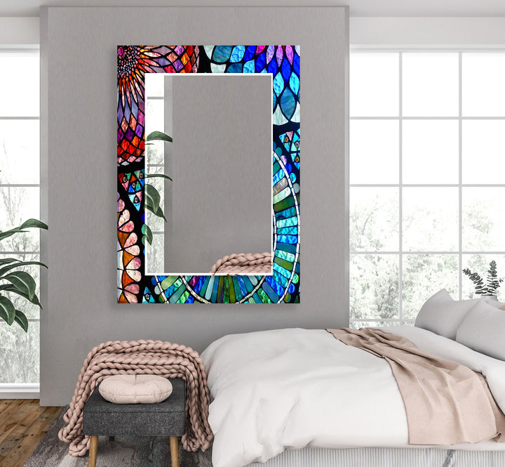 Purple & Blue Mosaic Wall Mirror Green Wall Mirror
