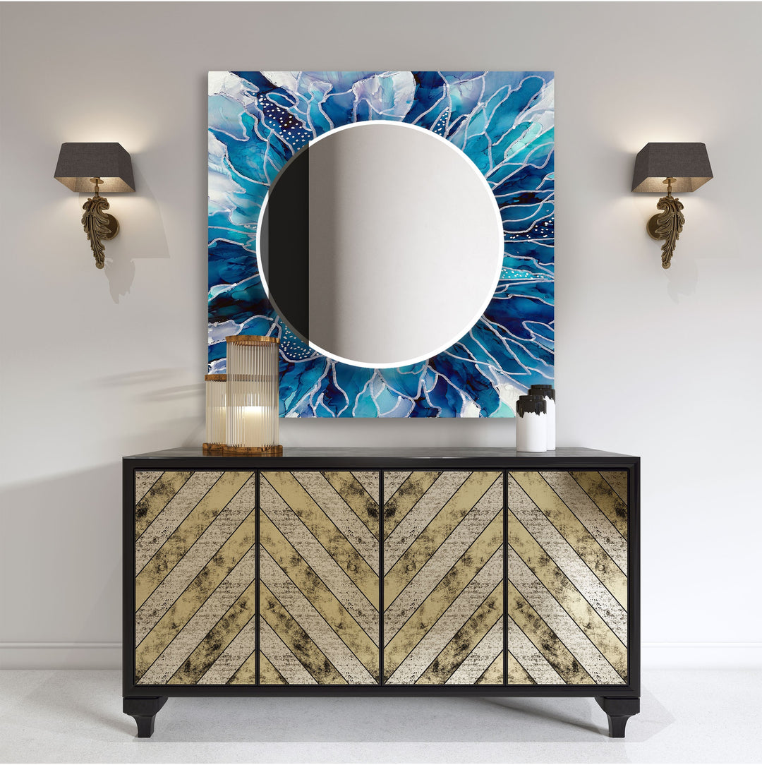 Blue Marble Abstract Wall Mirrors Bathroom Wall Mirror
