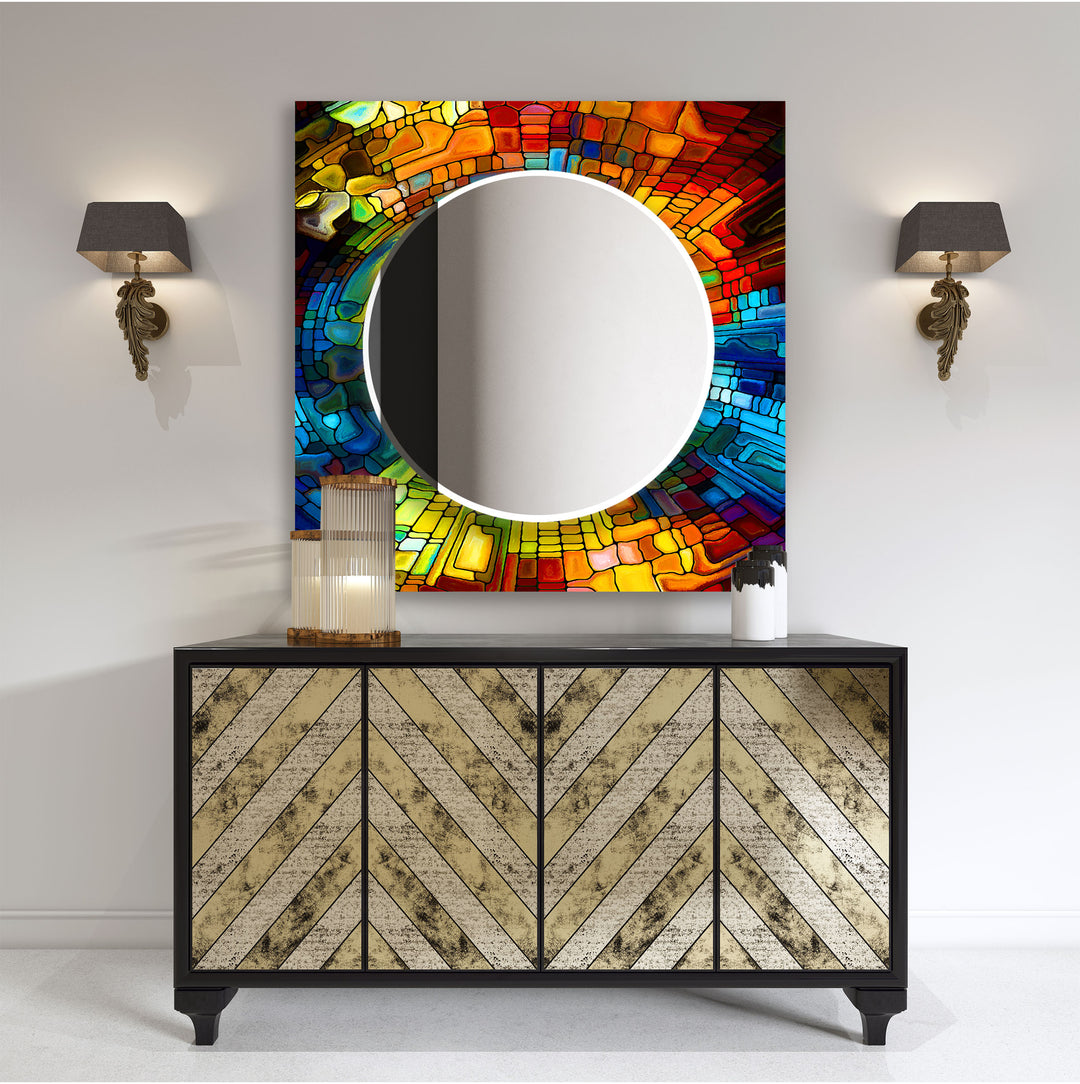 Colored Stained Wall Mirror Small Mirror
