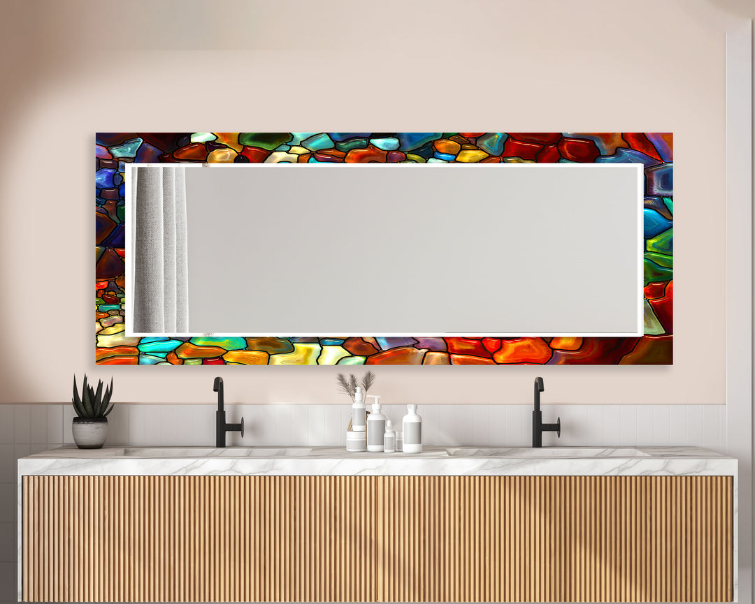 Stained Colorful Wall Mirrors Blue Mirror
