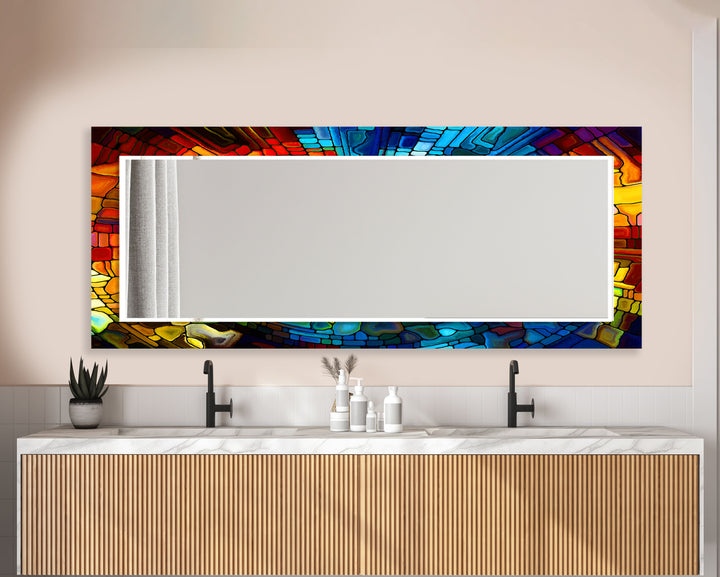 Colored Stained Wall Mirror Rectangle Mirror
