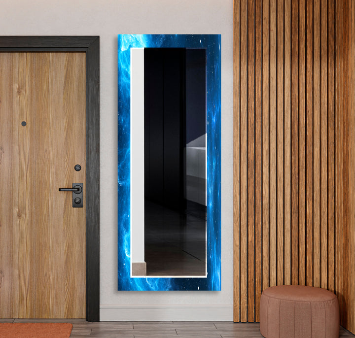 Blue & Black Abstract Wall Mirror Entryway Wall Mirror
