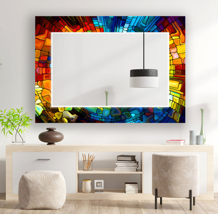 Colorful Mosaic Stones Wall Mirror Long Mirror
