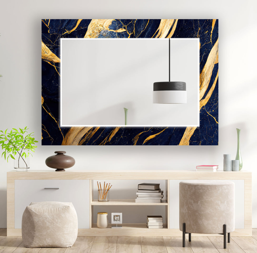 Blue & Gold Abstract Wall Mirrors Huge Wall Mirror
