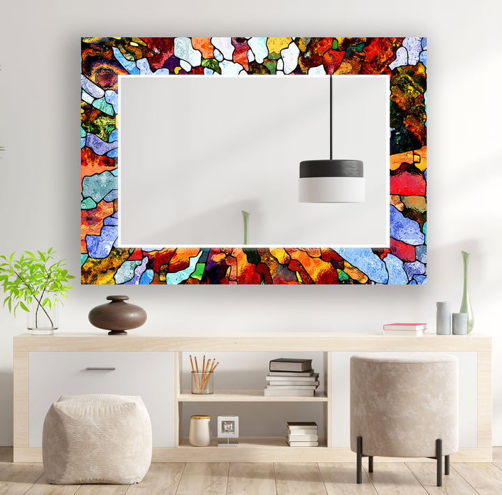 Stained Colorful Wall Mirror Bedroom Wall Mirror
