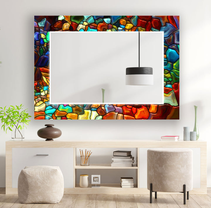 Stained Colorful Wall Mirrors Green Mirror	
