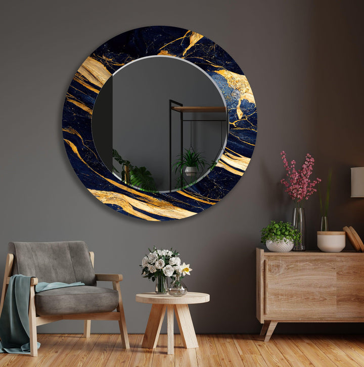 Golden Abstract Dark Blue Wall Mirror oversized wall mirrors
