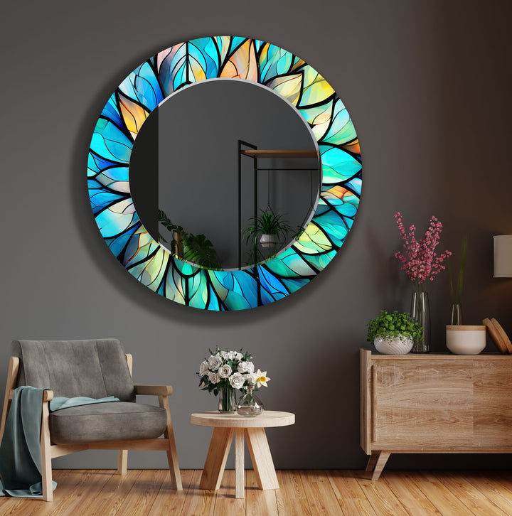 Turquoise & Blue Flower Wall Mirror large floor mirror
