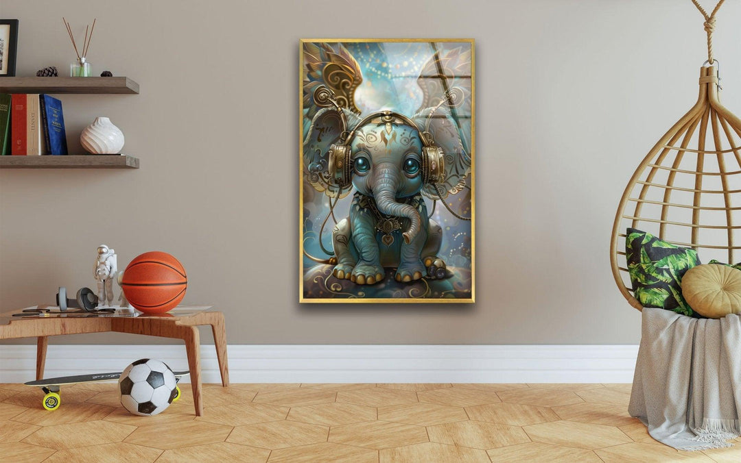 Baby Elephant Glass Wall Art glass pictures for Wall, glass prints wall art