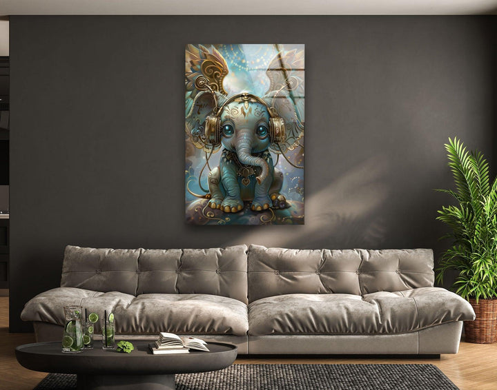 Baby Elephant Glass Wall Art custom glass pictures, glass art prints