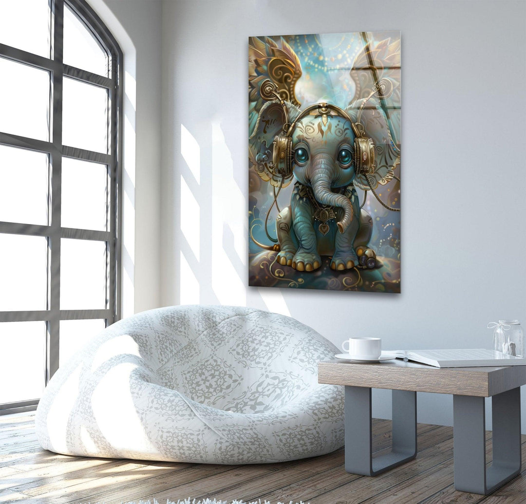 Baby Elephant Glass Wall Art large glass photo prints, glass wall photos