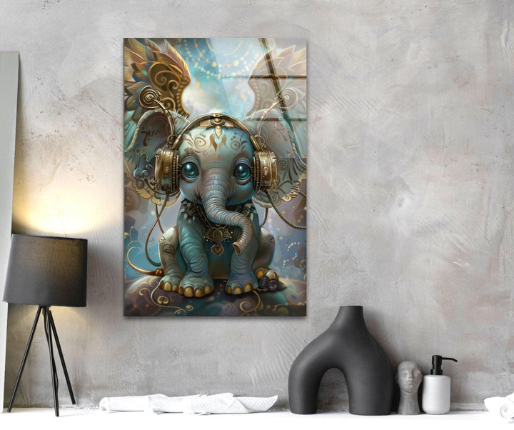 Baby Elephant Glass Wall Art Glass Printing Wall Art, Print photos on glass