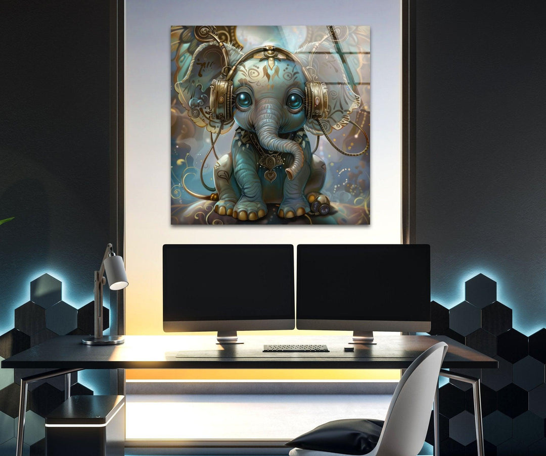 Baby Elephant Glass Wall Art glass image printing, glass prints from photos