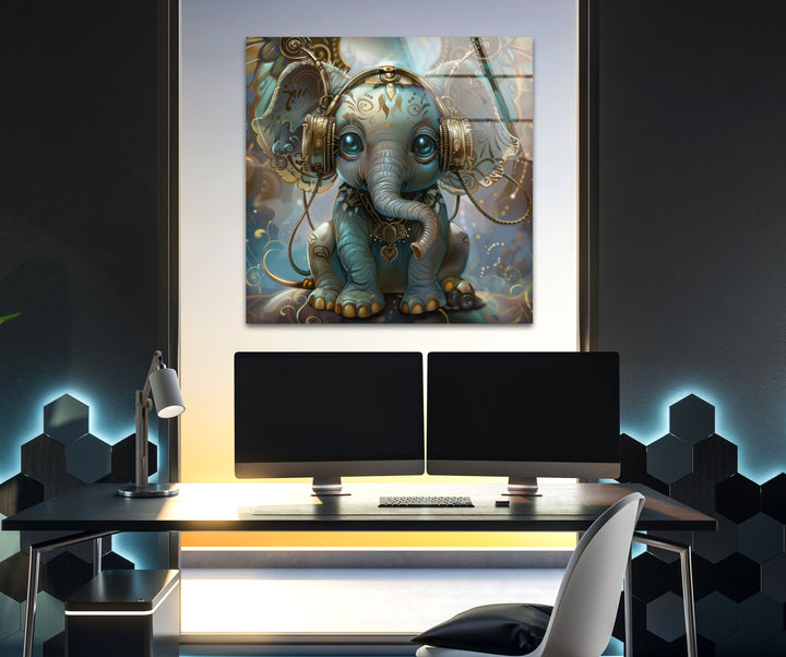 Baby Elephant Glass Wall Art glass image printing, glass prints from photos