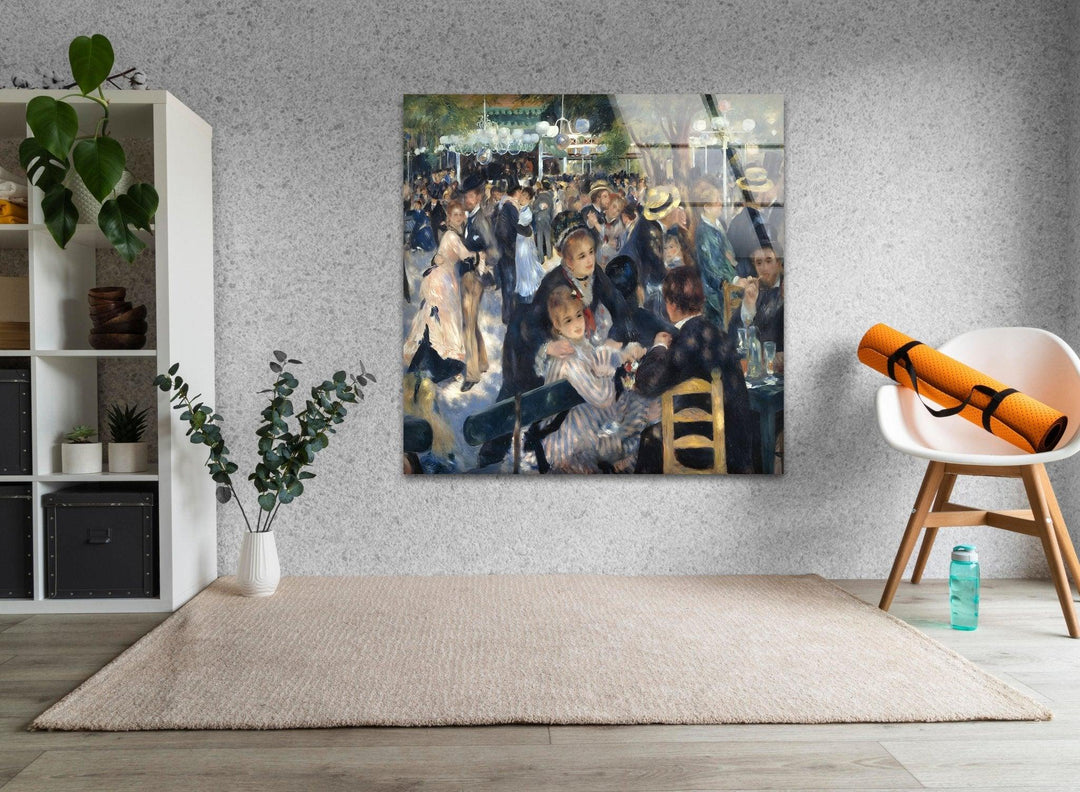 Bal du moulin de la Galette Pierre Auguste Renoir art glass wall art, glass wall art pictures
