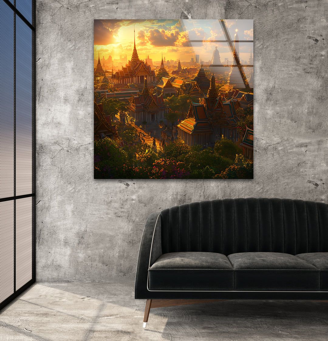 Vivid Bangkok View Glass Wall Art glass pictures for Wall, glass prints wall art