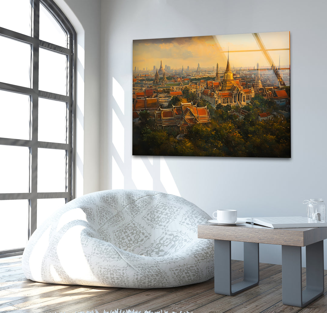 Orange Sky Bangkok Landscape Glass Wall Art picture on glass wall art, photos printed on glass