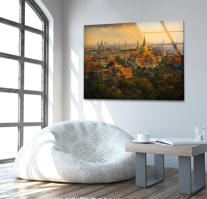 Orange Sky Bangkok Landscape Glass Wall Art picture on glass wall art, photos printed on glass