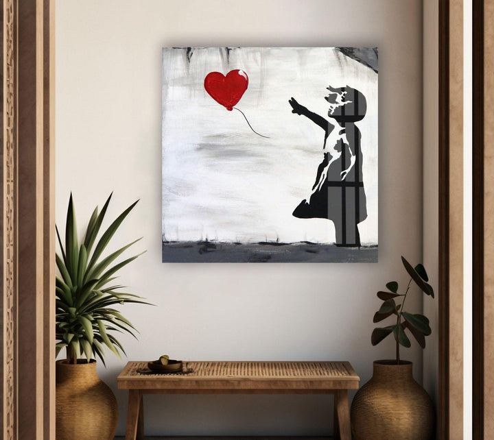 Banksy Girl with Balloon Tempered Glass Wall Art - MyPhotoStation - Artdesigna Glass Printing Wall Arts - Banksy paintings for sale